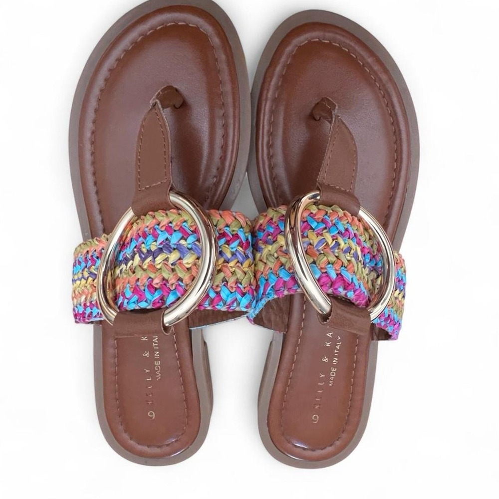 Boho Thong Sandals Kelly & Katie Women's Size 6 Italian Shoes
